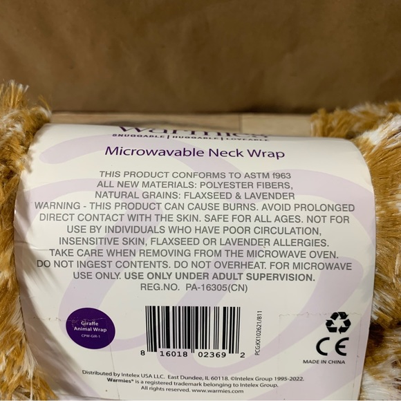 Warmies Giraffe Plush Microwaveable Neck Wrap  Heat Pad Lavender Heating Cooling - Picture 5 of 7